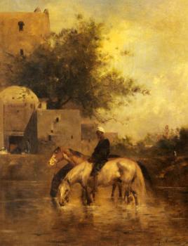 尤金 弗羅芒坦 Horses Watering In A River